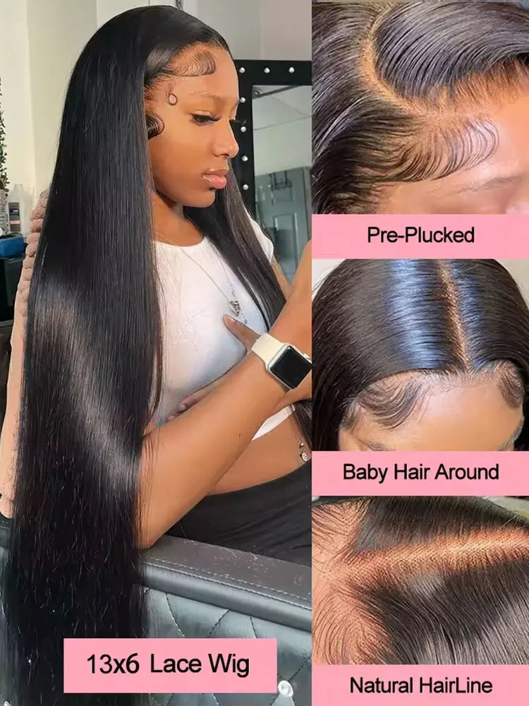 40 42 Inch 13x4 13x6 HD Transparent Bone Straight Lace Front Wigs 250% Brazilian Human Hair Wigs 5x5 Glueless Lace Closure Wigs